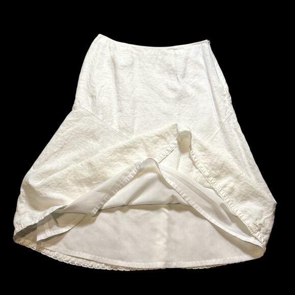 VTG Y2K Emma James Women’s Linen Cream White Midi Side Zip Skirt Size 10 Lined - Picture 10 of 11
